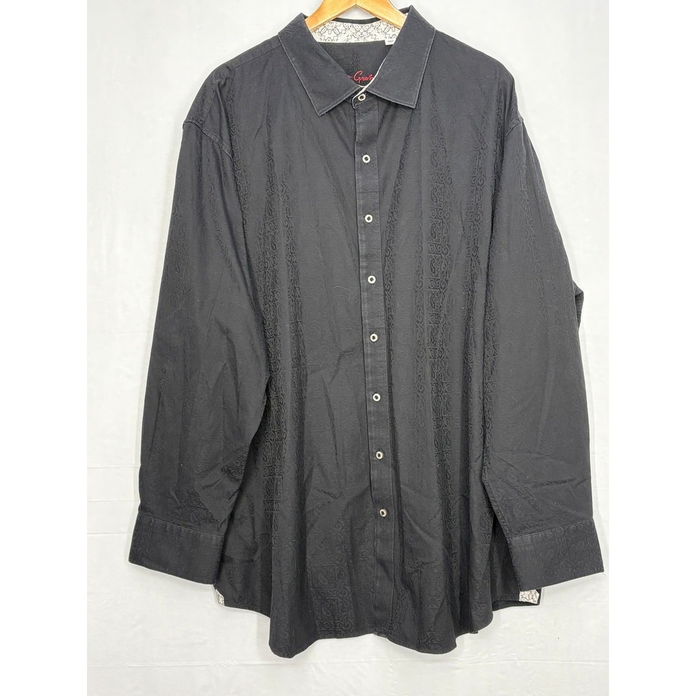 Robert Graham Button Up Shirt Mens Black Paisley Long Sleeve Comfort Size 3XL